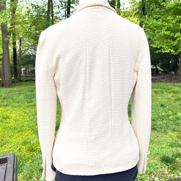 Vintage 90's CHANEL vanilla knit blazer jacket 17 logo buttons double br… - Picture 3 of 13